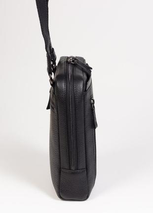 Мужская кожаная сумка karya 0898-45 через плечо черная5 фото