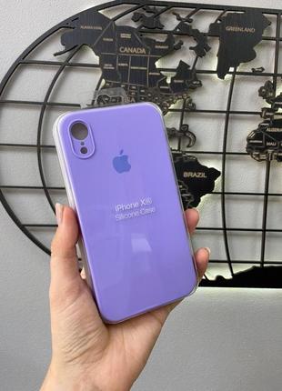 Чохол з квадратними бортами silicone case для iphone xr,якісний чохол з мікрофіброю для айфон хр