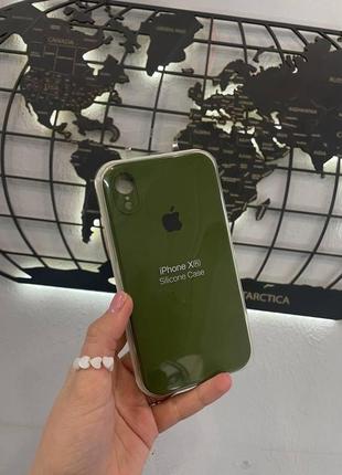 Чехол с квадратными бортами silicone case для iphone xr, качественный чехол с микрофиброй для айфон хр