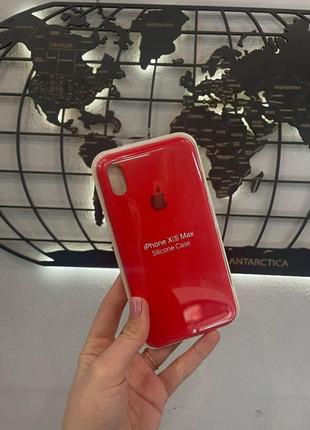 Чехол silicone case с микрофиброй для iphone xs max, качественный чехол для айфон хс макс (цвет красный)
