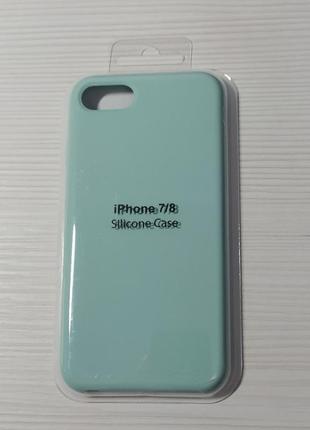 Силиконовый матовый чехол нежного мятного цвета silicone case iphone 7/8