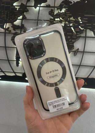 Накладка sides chrome case magsafe box iphone 11 pro,чохол із підтримкою magsafe для iphone 11 pro