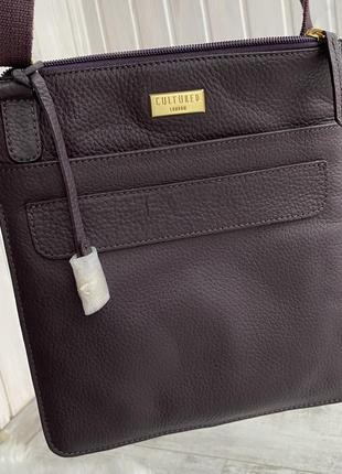 Новая кожаная сумка cultured by pure luxuries london натуральная кожа баклажан2 фото