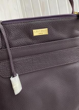 Новая кожаная сумка cultured by pure luxuries london натуральная кожа баклажан5 фото