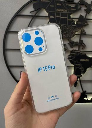 Чехол прозрачный tpu virgin для iphone 15 pro,прозрачный чехол на айфон 15 про