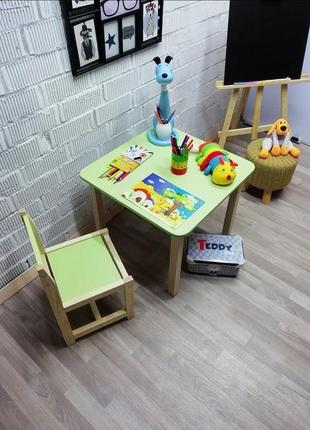 Екоігровий набір для дітей baby comfort стіл із нішею + стілець салатовий