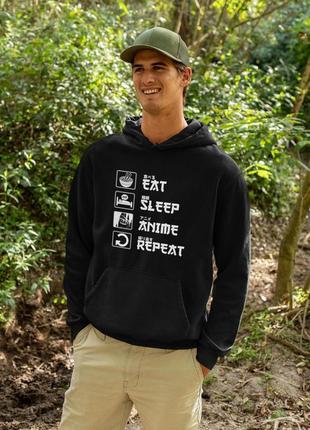 Худи eat sleep anime repeat unisex 2