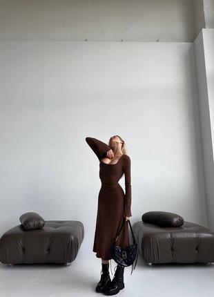 Дизайнерская элегантное стильное коричневое длинное платье с корсетными завязками 💔 2024