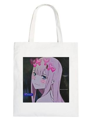 Шоппер с принтом darling in the franxx
