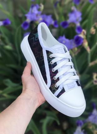 Кроссовки женские christian dior black/white sneakers