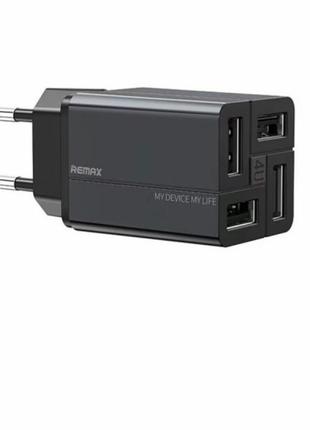 Мережевий зарядний пристрій remax rp-u43 wanfu 3.4a 4usb eu чорний