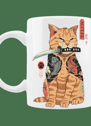 Чашка "кот самурай" 330 мл
