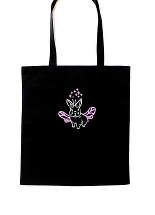 Шоппер с принтом кролик с крылышками