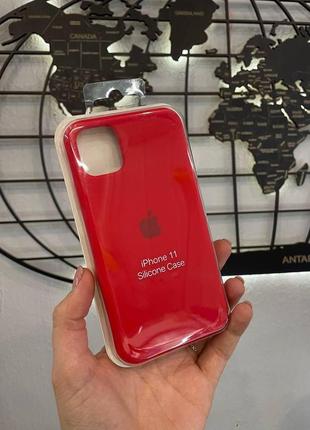 Чехол silicone case с микрофиброй для iphone 11, качественный чехол для айфон 11(цвет красный)