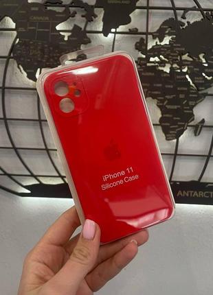 Чехол с квадратными бортами silicone case для iphone 11, качественный чехол с микрофиброй для айфон 11