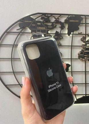 Чохол silicone case з мікрофіброю для iphone 11,якісний чохол для айфон 11 (колір чорний)