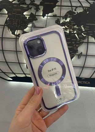 Чохол-накладка sides chrome case magsafe box iphone 15,чохол із підтримкою magsafe для айфон 15