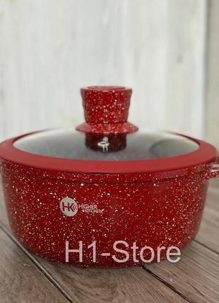 Набор кастрюль hk-325 higher kitchen с антипригарным покрытием для всех видов плит черный