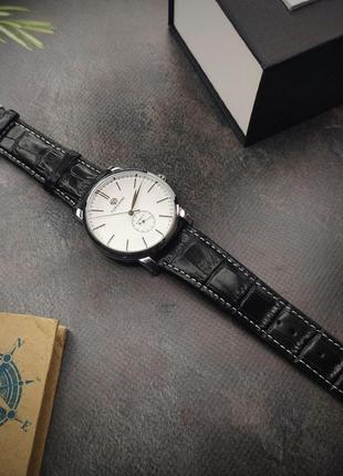 Чоловічий класичний наручний годинник forsining шкіряний ремінець3 фото