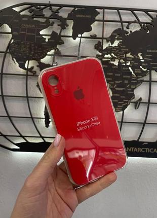 Чехол с квадратными бортами silicone case для iphone xr, качественный чехол с микрофиброй для айфон хр
