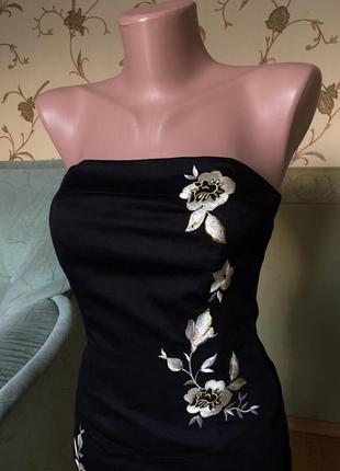 Сукня бандо міді приталена чорна котонова4 фото