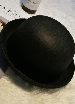Женская фетровая шляпа котелок черная