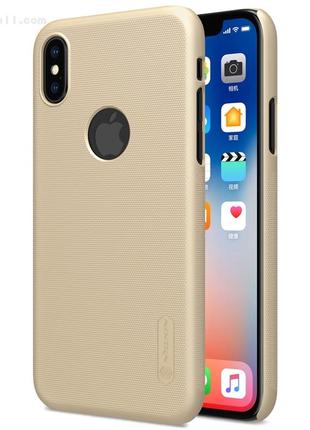 Чохол nillkin super frosted для apple iphone x shampaign gold + захисна плівка6 фото