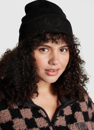 Шапка женская victoria's secret rib knit beanie черная