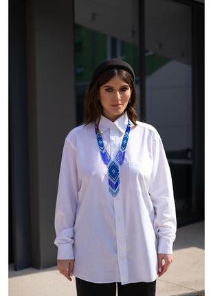 Гердан длинный "синий" из бисера, ожерелье длинное ручной работы, handmade этнические аксессуары женские.3 фото