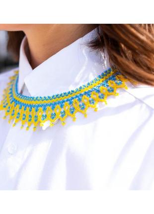 Ожерелье-силянка из бисера "желто-голубая" широкая ручной работы, handmade этнические аксессуары женские.1 фото