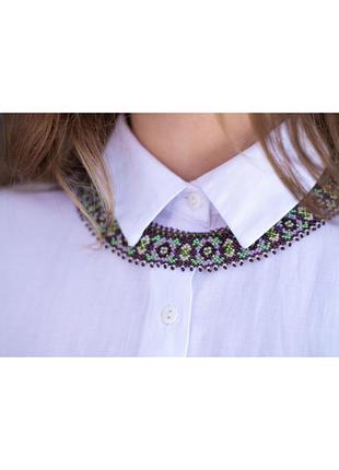 Намисто-силянка з бісеру "фіолетова" широка ручної роботи, handmade етнічні аксесуари жіночі