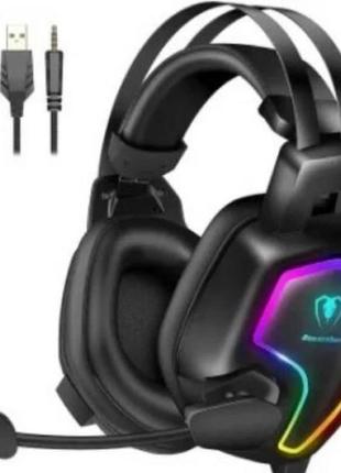 Ігрові навушники накладні з мікрофоном та підсвічуванням beexcellent pro gaming headset gm-12, стерео, чорні