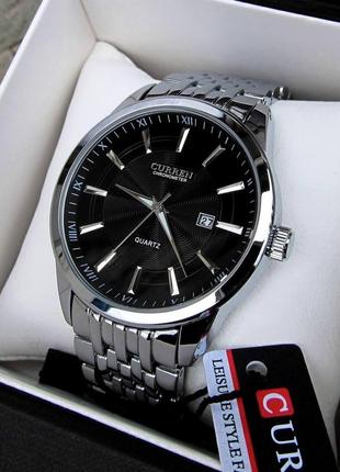 Curren / куррен: элегантные серебряные наручные часы для стильного образа.9 фото