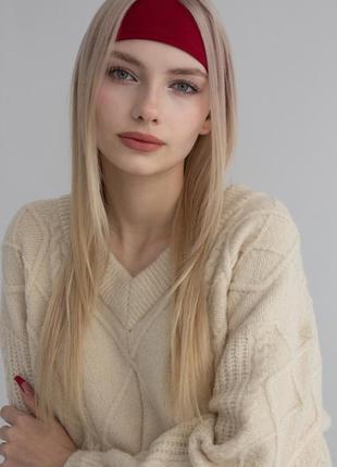 Жіноча пов'язка на голову рівна d.hats бордового кольору