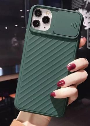 Матовый силиконовый чехол зелёный с защитой для камеры iphone 11max pro