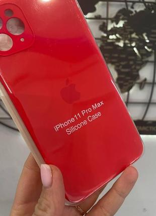 Чехол с квадратными бортами silicone case iphone 11 pro max,качественный чехол с микрофиброй айфон 11 про макс 3