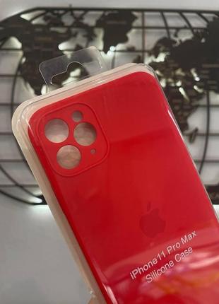 Чехол с квадратными бортами silicone case iphone 11 pro max,качественный чехол с микрофиброй айфон 11 про макс2 фото