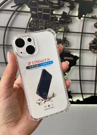 Протиударний прозорий чохол для iphone 13 mini, силіконовий чохол на айфон 13 міні  з бортиками
