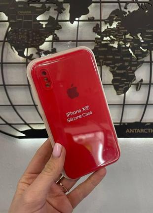 Чехол с квадратными бортами silicone case для iphone x/xs,качественный чехол с микрофиброй для айфон х/хс