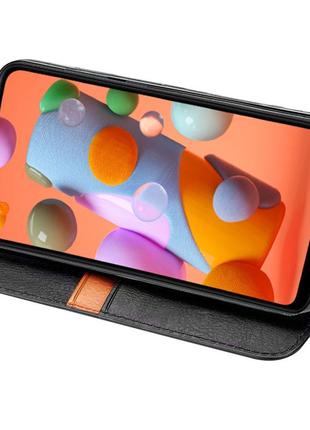 Кожаный чехол книжка getman cubic (pu) для samsung galaxy a21s искусственная кожа, слот для визитки, черный3 фото