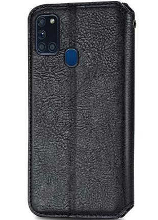 Кожаный чехол книжка getman cubic (pu) для samsung galaxy a21s искусственная кожа, слот для визитки, черный2 фото