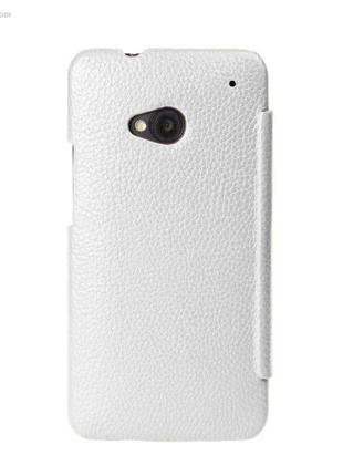 Чехол melkco face cover book type для htc one (m7) white [дефект упаковки]3 фото