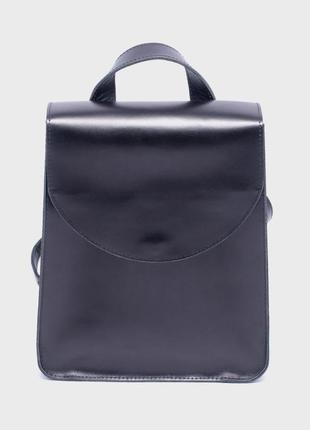 Жіноча шкіряна сумка-рюкзак еліон чорний глянец dekey