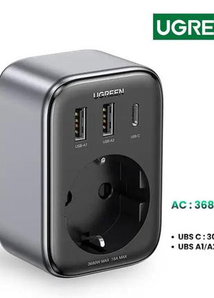 Сетевое зарядное устройство с розеткой ugreen cd314 30w outlet extender eu (ugr-90613)