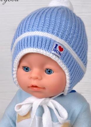 Зимова дитяча шапка для хлопчика / дівчинки 0-2 міс.4 фото