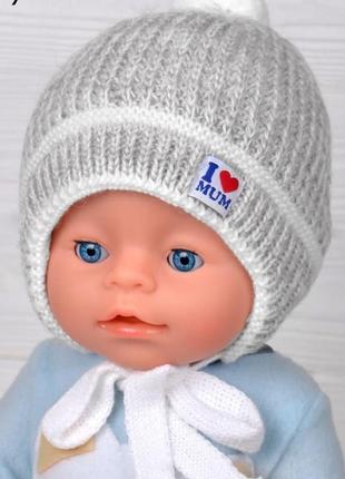 Зимова дитяча шапка для хлопчика / дівчинки 0-2 міс.5 фото