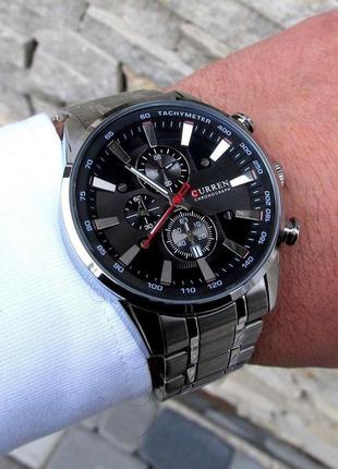 Сріблястий чоловічий класичний наручний годинник curren / куррен.