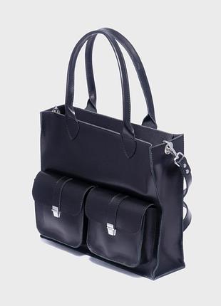 Кожаная сумка алькор черный глянец dekey (6589)