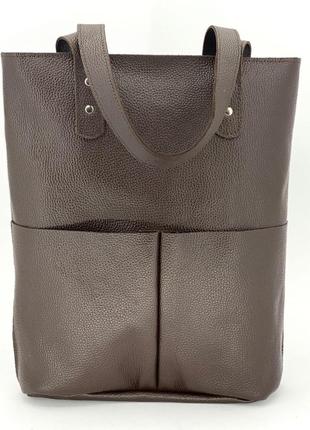 Женская кожаная сумка шопер коричневый dekey