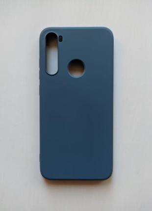 Силиконовый чехол xiaomi redmi note 8 с микрофиброй liquid silicon case синий 2292p